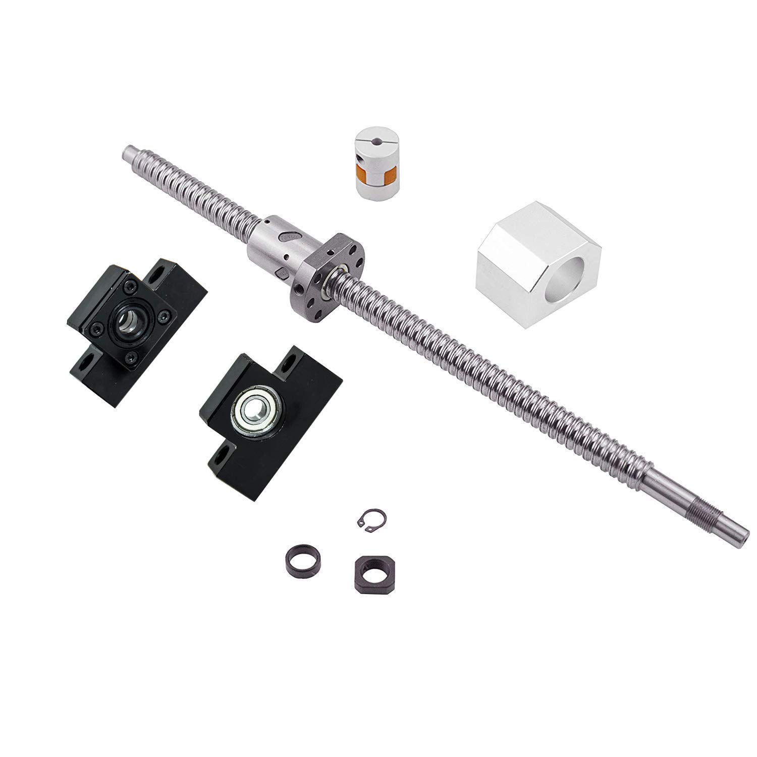Ball Screw SFU1605 RM1605 Length 1000mm Diam 16mm with Ballnut and ballnut housing  end Supports EKEF12  Coupler for CNC, Length Approx 39.4 inch 1000mm