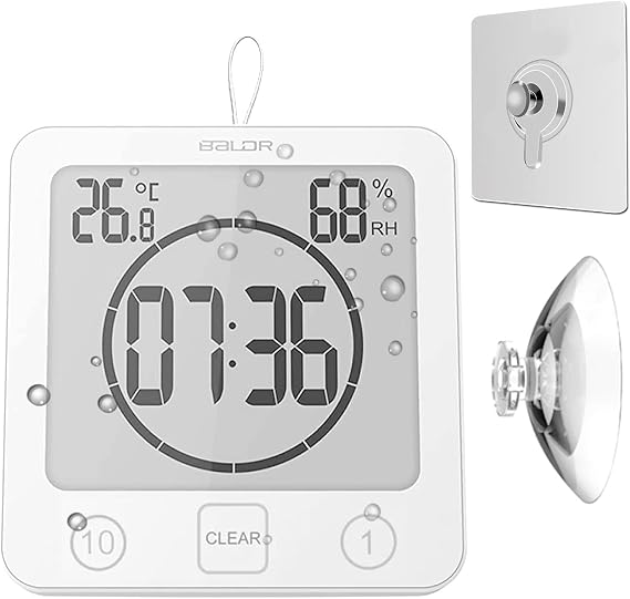 Digital Waterproof Bathroom Hanging Wall Clock with Shower Countdown Timer