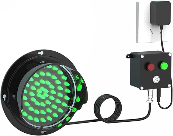 Industrial Signal Light Stop-and-Go Red/Green LED Charging Ramp Trail Push Button Control Plug and Play for Intersections Factories Schools Tollbooths (100 mm/4 in)