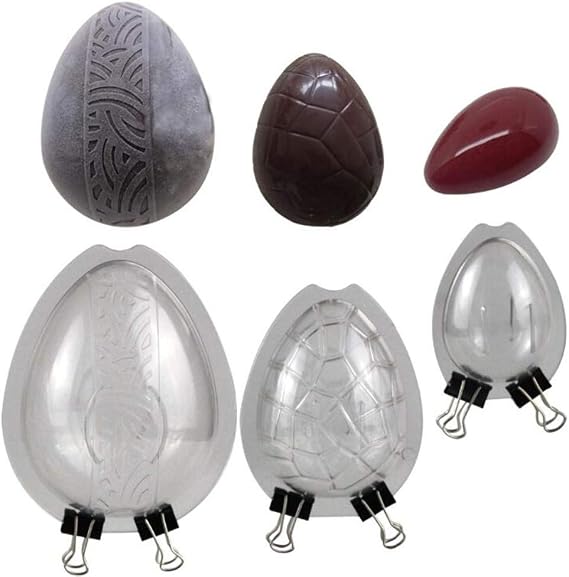 3 Size/Set 3D Easter Eggs Chocolate Mold, DIY Cake Decoration Mould, Polycarbonate Chocolate Mould, Baking Candy Confectionery Tray, Bakeware Pan, Handmade Ice Muffin Tray Chocolate Maker