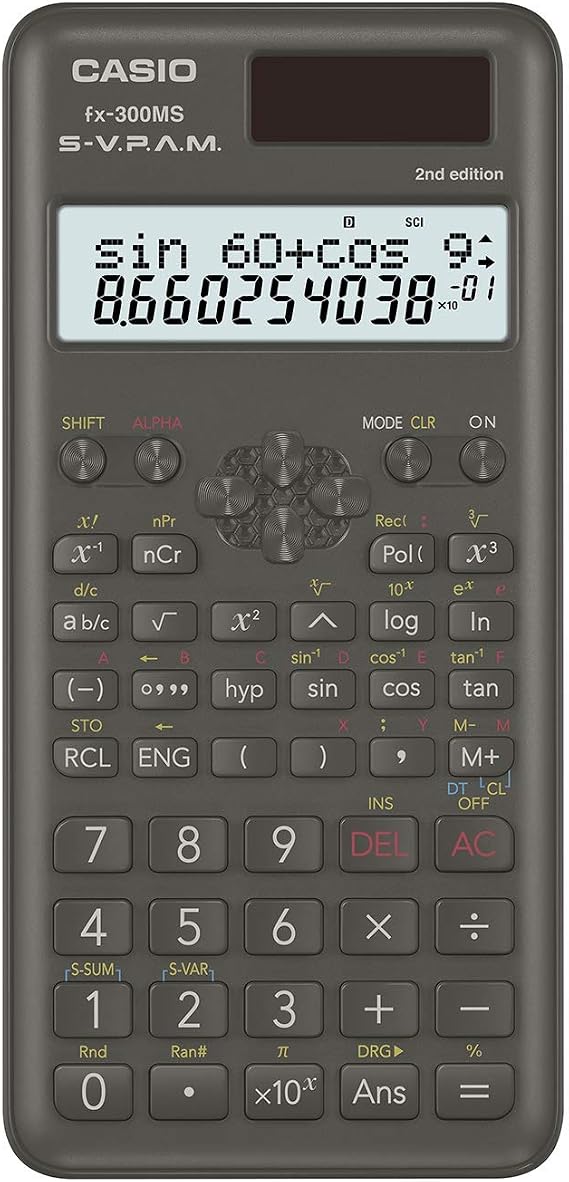 Casio FX300MSPLUS2 Science Second Edition Calculator, Sleek Design, Black
