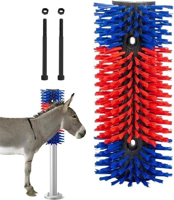 Livestock Scratching Brush, 17.5  7.8 Soft Cow Brush for Scratching Itchy, Cattle Scratcher, Horse Scratching Post, Horse Scratcher Full Massage Brush Kit-Red