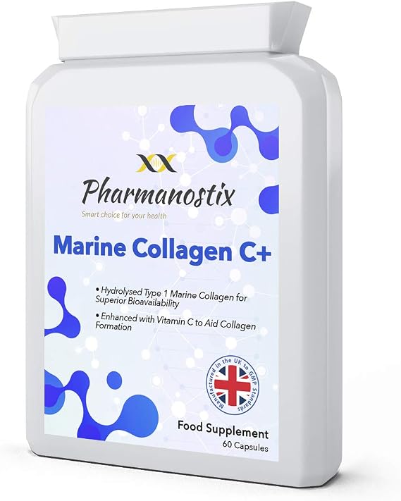 Marine Collagen C+ Supplement - Naticol® 1200 mg Marine Collagen - 60 Capsules for Women & Men - Premium Type 1 Hydrolysed Collagen with Vitamin C - for Skin Bones Joints