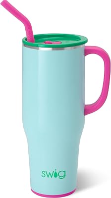 Swig Life 40oz Mega Mug, 40 oz Tumbler with Handle and Straw, Cup Holder Friendly, Dishwasher Safe, Extra Large Insulated Tumbler, Stainless Steel Prep Rally