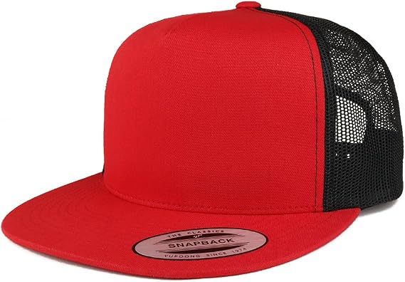 Trendy Apparel Shop Structured Plain 5 Panel 2 Tone Flatbill Mesh Classic Snapback Cap
