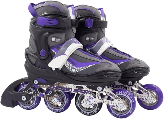 Chicago Inline Roller Skates for Kids Adjustable Skates, Top Performance Rollerblades, Indoor/Outdoor Toys, Roller Blades for Girls & Boys Ages 6-12, Durable, 70mm Urethane Wheels, ABEC-3 Bearings