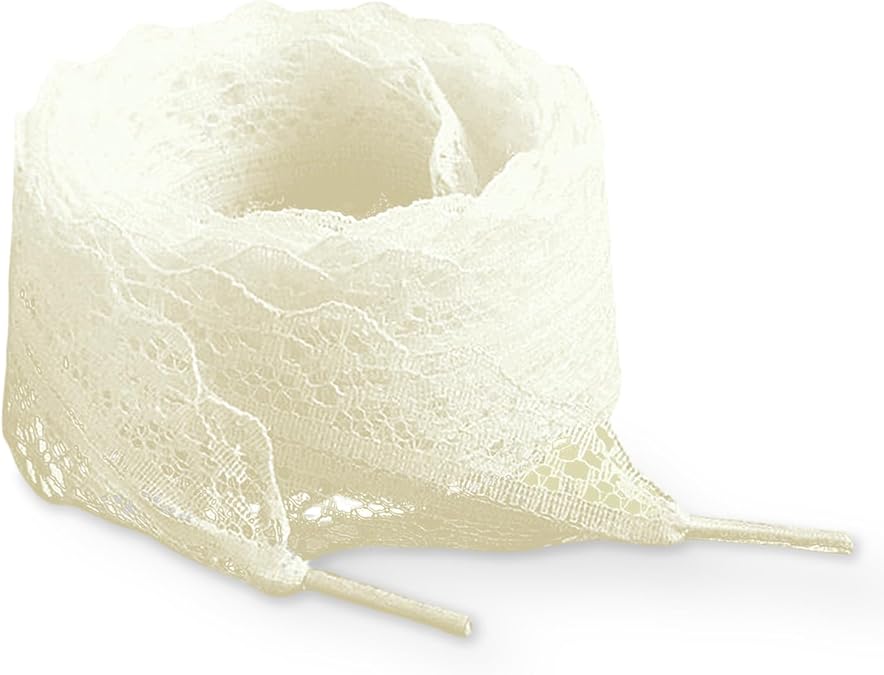 2 Pairs Lace Shoelaces, Flat Ribbon Shoe Laces for Women, Fancy 3cm Wide Sneaker Shoelaces, Decorative and Comfortable