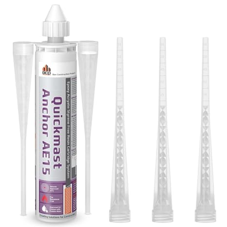 DCP Quickmast AE15 High-Strength Concrete Epoxy Anchoring System for Rebar & Threaded Rods with 3-Pack Replacement Nozzles