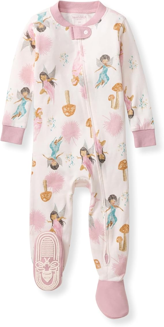 Burt's Bees Baby Girls Organic Cotton, Snug Fit Footed Sleeper Pajamas