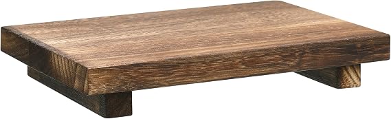 Nuogo Wood Pedestal Riser Stand for Kitchen Soap Tray,12 X 7 Inch,Brown