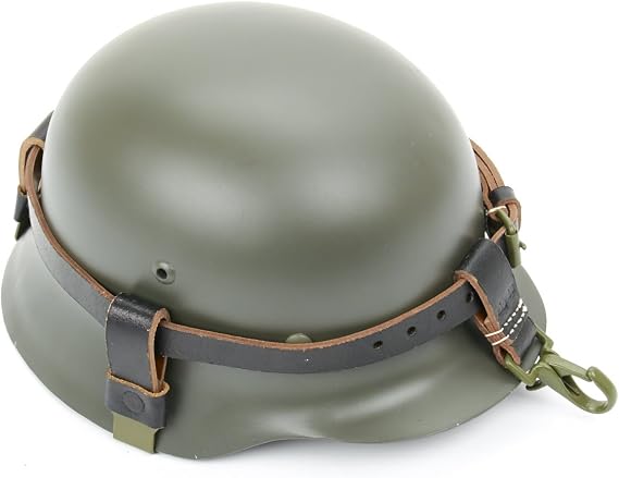 German WWII Helmet Black Leather Carry Strap with Metal Fittings (Helmet not included)