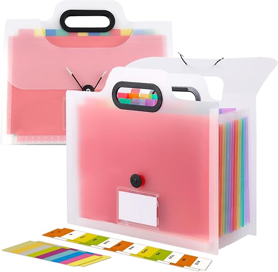 2 Pack A4 Accordion File Folder with Handle