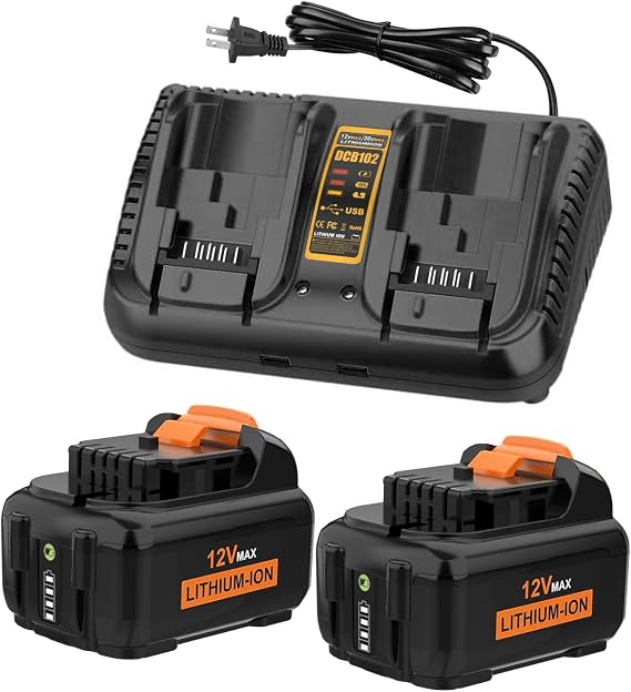 2 Pack 6.0Ah 12V Li Battery Compatible with Dewalt 12V Power Tool