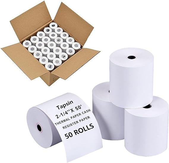 50 Rolls 2-1/4'' X 50' Thermal Receipt Paper - Fits 58mm Thermal POS Printer, Credit Card Machines