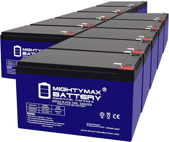 Mighty Max Battery 12V 15AH Gel F2 Replacement Battery Compatible with AutoSkate 800W Electric Skateboard - 10 Pack