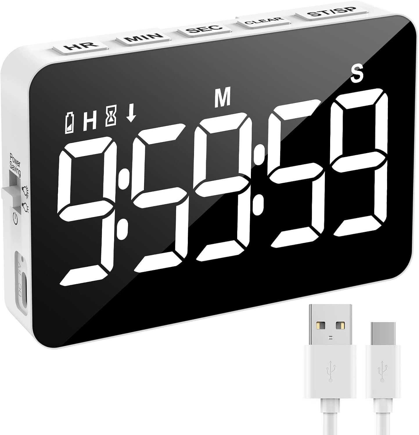Kitchen Timer, XREXS Rechargeable Timers for Cooking, Adjustable Brightness & Volume, Large LED Display, Magnetic Cooking Timer for KitchenMeetingClass Charging Cable Included