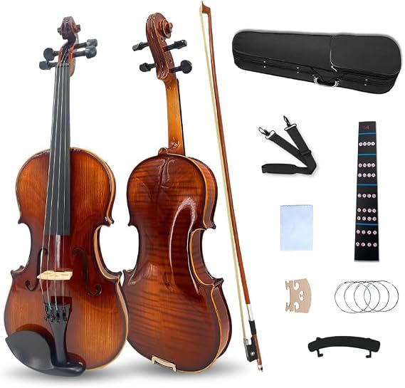 Acoustic Violin 1/2 4 String Violin Kit with case,bow for Adults Kids Solid wood Ebony Fittings Maple Spruce Nice tone (1/2 size) (1/4 size)