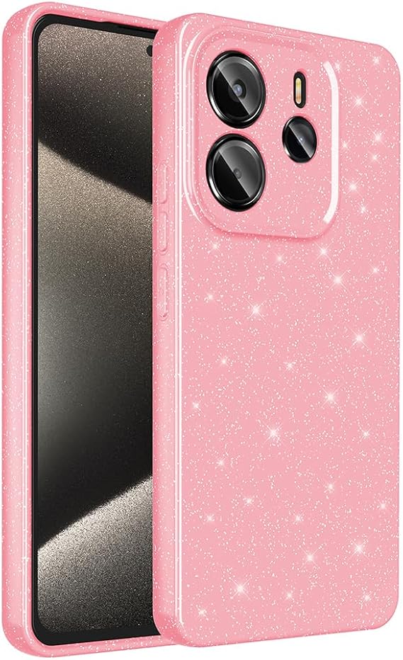 Zore Xiaomi ile uyumlu Redmi Note 14 Kılıf Kamera Korumalı Simli Lüks Zore Koton Kapak Açık Pembe