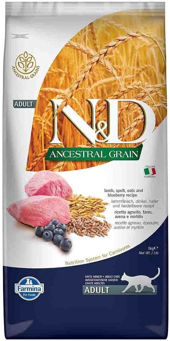 Farmina Natural & Delicious Low Grain Lamb and Blueberry Adult Cat, 11 lb Bag