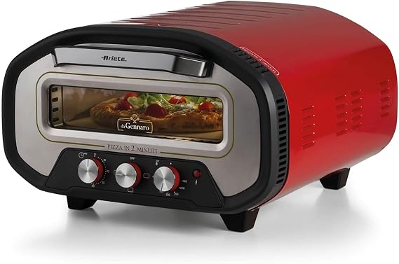 Ariete 3901 Da Gennaro Pizza Oven - 2200 W up to 430 °C Pizza in 2 Minutes Fireproof Pizza Stone Plate Red