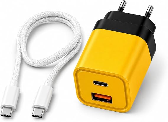 25W Hızlı Şarj Adaptörü + Type-C to Type-C Kablo Seti, USB + Type-C Çift Giriş, PD & QC 3.0 Destekli, Akıllı Koruma, Kompakt Tasarım