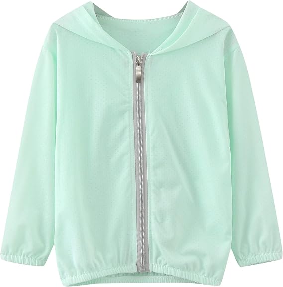 Baby Lightweight Sunscreen Hoodie Jacket UPF 50+ Summer Sun Protection Outwear Zipper Breathable Coat for Toddler