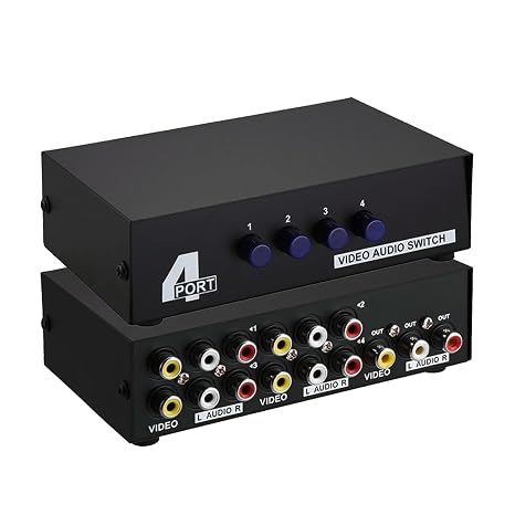 4-Port AV Switch RCA Audio Video Switcher Selector 4 in 1 Out for DVD TV Box STB Game Consoles
