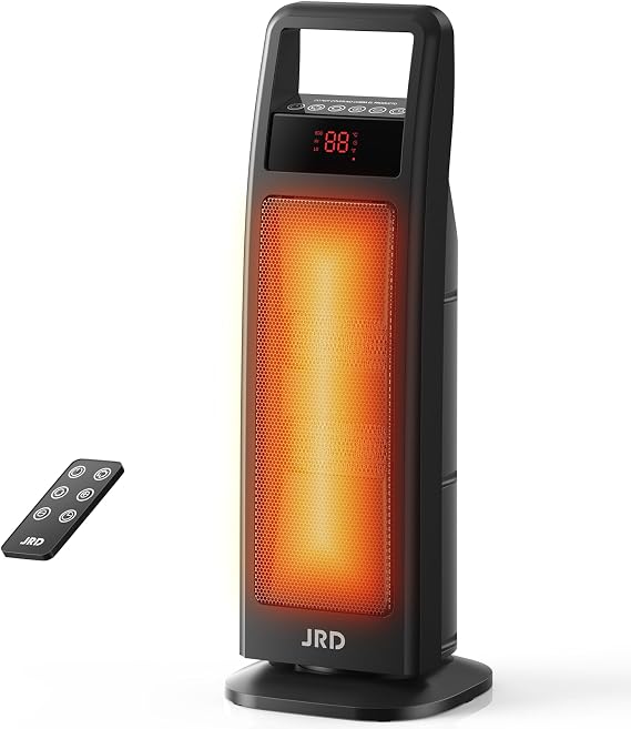 Space Heater Indoor, 1500W PTC Electric Heaters with Thermostat, 75 Oscillation, 1-8H Timer, Ceramic heaters for Indoor use with Remote, Fast Safety Room Heater for Home Bedroom Office