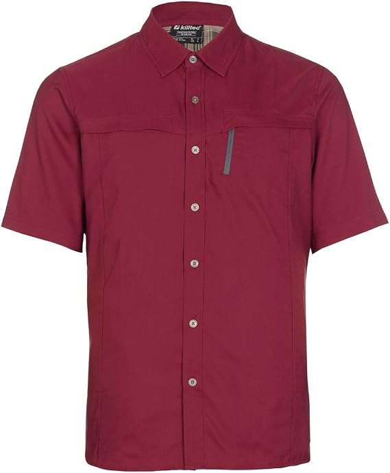 killtec Men's Sjon Short Sleeve Shirt, Maroon,M - US