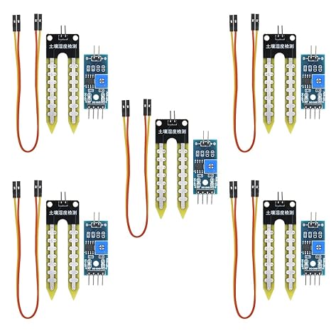 5 Pcs High Sensitivity Soil Moisture Sensor Module with Female to Female Jump Wires, Sensor Module Watering System Manager for Arduino