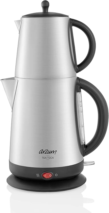 Arzum Tea Tock Electric Turkish Tea Maker, Stainless Steel, 120V