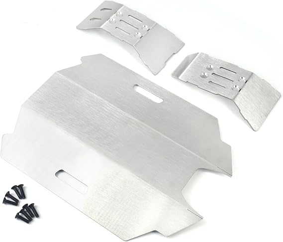 RC Chassis Armor Set for Arrma 1/14 Mojave GROM Stainless Steel Front Rear Chassis Armor Protection Plate Skid Plate Upgrade Parts(3pcs/Set)