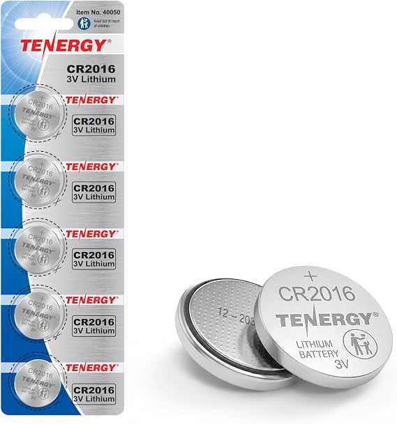 Tenergy CR2016 Battery, CR2016 3V Lithium Battery Watches, Key Fobs, Calculators, Medical Devices, and More, 5 Count