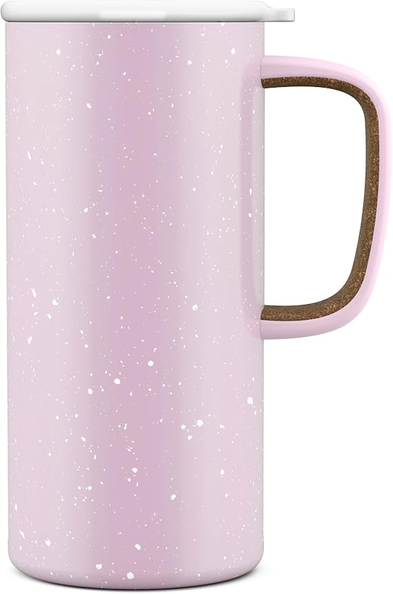 Ello Campy 18oz Insulated Stainless Steel Travel Mug with Handle,Pink Satin