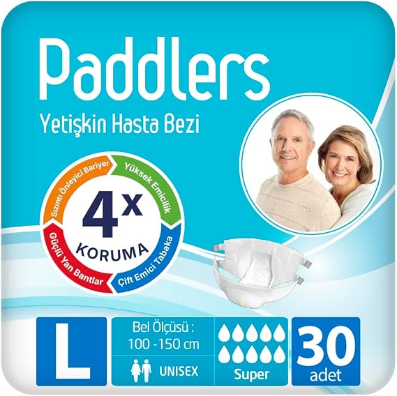 Paddlers Yetişkin Hasta Bantlı Bez Large 30 Adet – Sızdırmaz, Yüksek Emici