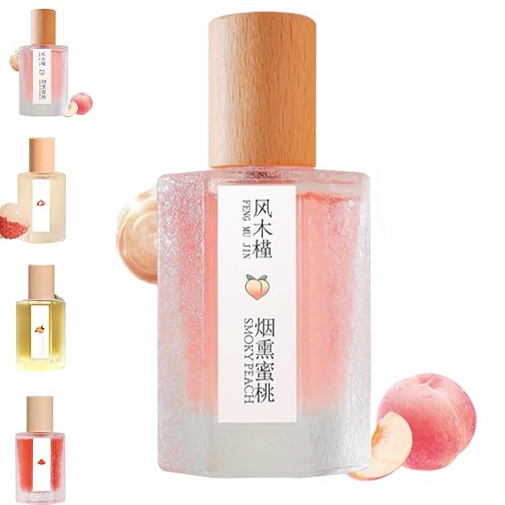 Peach Scented Fragrance Spray, Smoky Peach Perfume 50ML, Long Lasting Refresh Fruit Woody Floral Fragrance Perfumes for Women (B, 1)