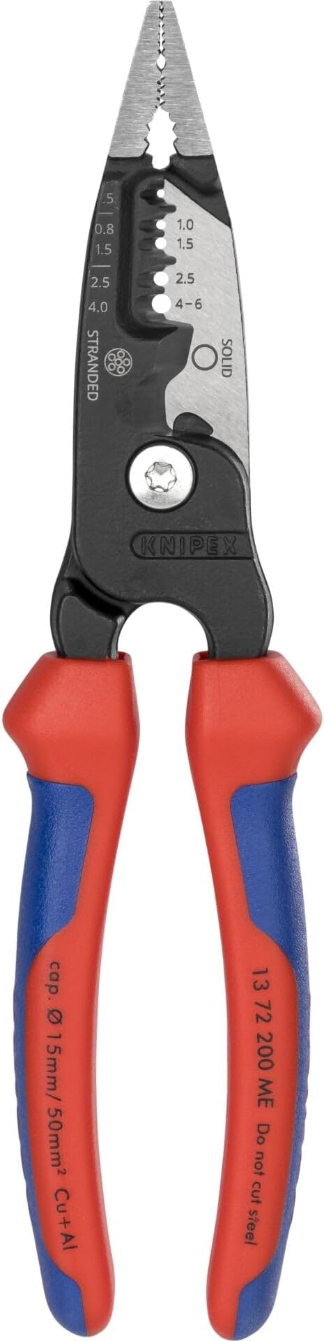 KNIPEX 13 72 200 ME Çok Fonksiyonlu Elektrikçi Pensesi Metrik Model Çok Bileşenli Kılıflı Siyah Atramente 200 mm