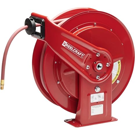 Reelcraft HD76100 OLP Heavy Duty Spring Retractable Hose Reel, 3/8" x 100', 300 Psi, Air/Water Hose Included