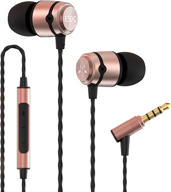 SoundMAGIC E50C Wired Earbuds, with Mic, in-Ear Monitor, 3.5mm Jack, Gold