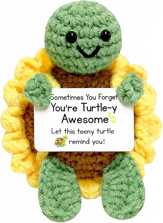 Positive Sunflower Turtle Mini Handmade Crochet Emotional Animal Gifts