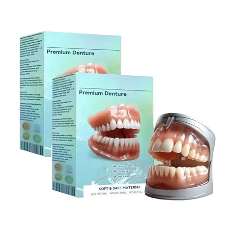 Bikenda Sepremium Full Set Dentures, HZA Premium Custom Dentures, Smileasego Dentures False Teeth Set,Silicone Reline Denture Set,For Men and Women Ideal, Soft and Comfortable (2)