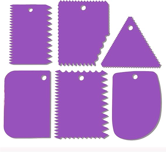 Cake Scraper, 6 Pcs Cake Smoother Scraper, Dough Scraper Purple