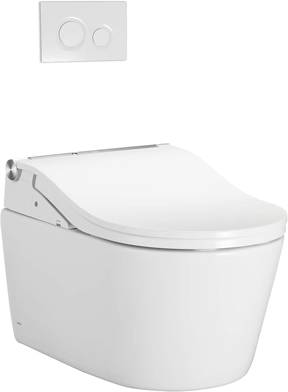 TOTO WASHLET+ RP Wall-Hung D-Shape Toilet with RW Bidet Seat and DuoFit In-Wall 1.28 and 0.9 GPF Auto Dual-Flush Tank System, Matte Silver - CWT4474547CMFGA#MS