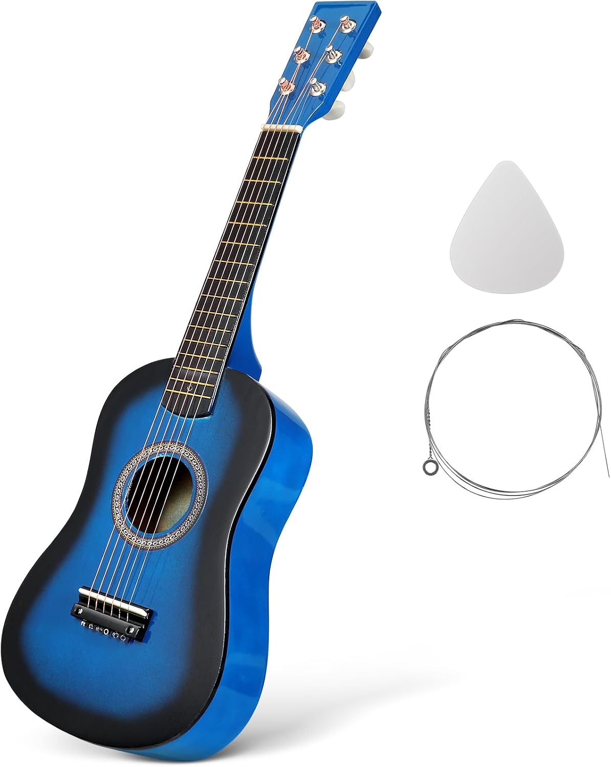 Vaguelly Folk Guitar for Beginners Vintage Style Acoustic Instrument Present for Boy Girl and Adults Comfortable to Hold and Play Basswood Material