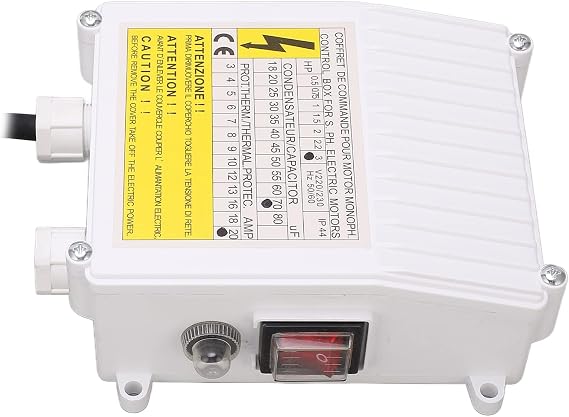 70uf 20A Household Deep Well Pump Control Box, Submersible Switch Controller with 2.2KW Capacity for 3.0HP Pump(US110V)