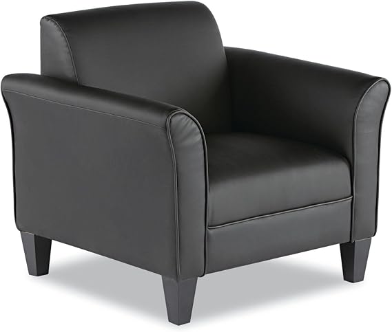 Alera ALE Reception Lounge Series Club Chair, Black/Black Leather