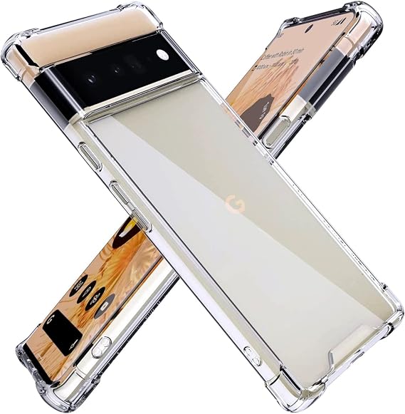 KIOMY Case for Google Pixel 6 Pro, Airbag Corners Shockproof Bumper Protective Phone Cover, Hybrid Design Hard PC Back with Flexible TPU Frame, Clear See Through