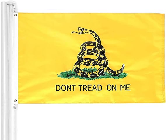 Embroidered Gadsden Dont Tread On Me Flag 3x5 Ft with Long Lasting Polyester, Double Sewn Stripes and Sturdy Brass Grommets. Best American Tea Party Gadsden Flag Outdoor/Indoor Display