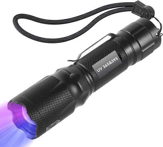 UV 365nm&395nm Blacklight Flashlight,Zoomable Ultraviolet Flashlight