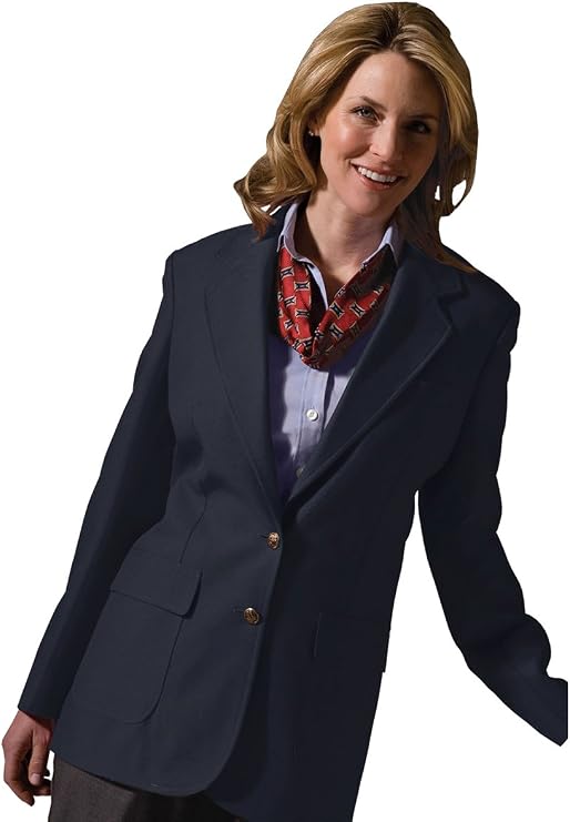 Edwards Garment Women's Two Button Single Breasted Blazer, Navy, 12 T